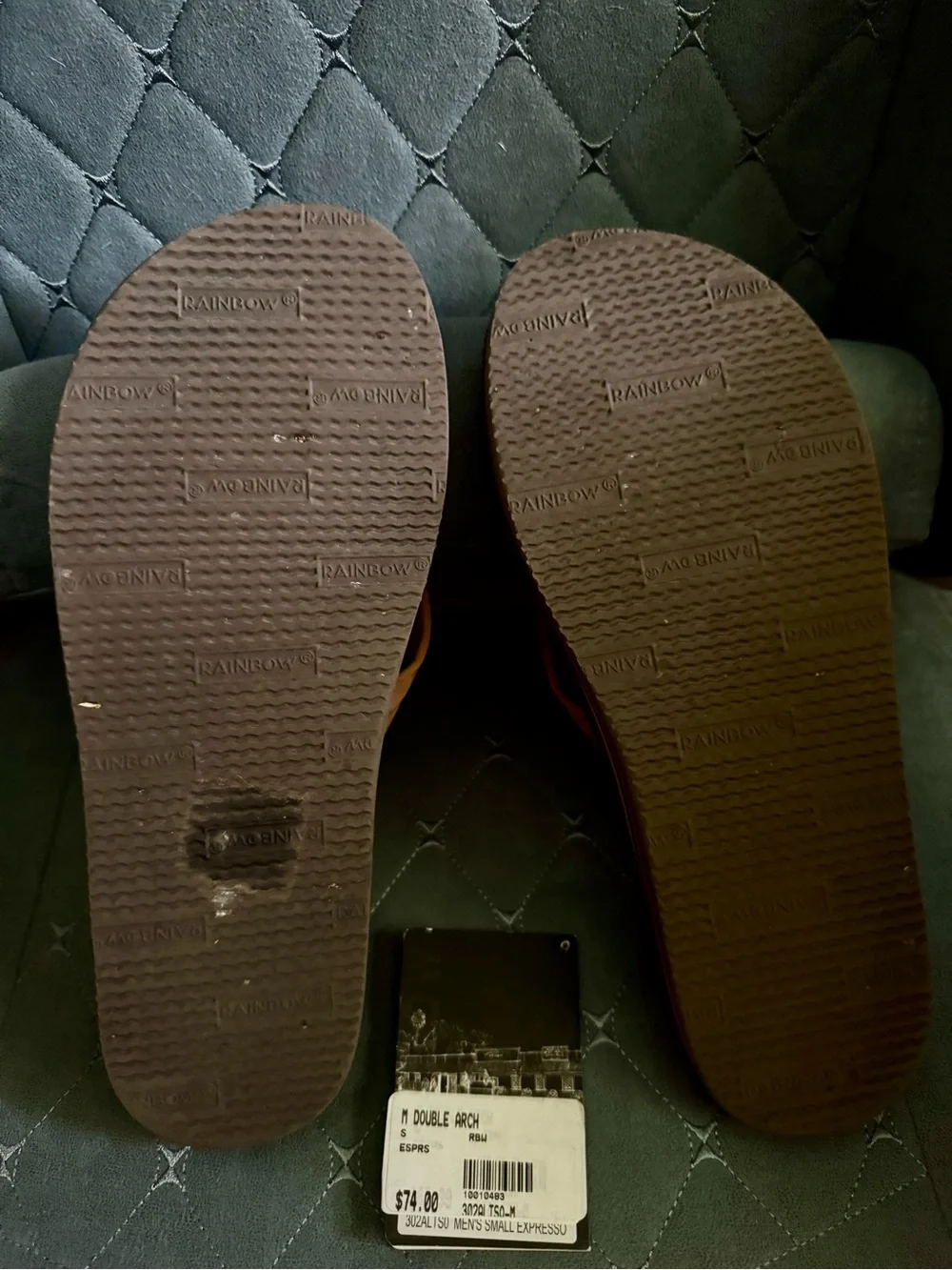 Rainbow Men's Brown Leather Double-Arch Flip Flops